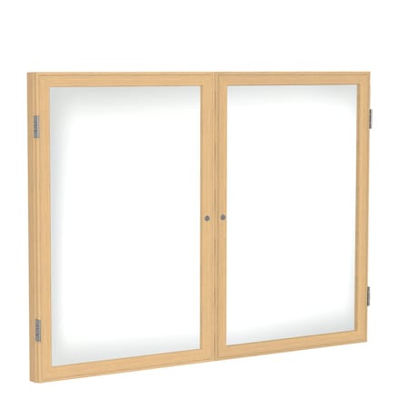 Ghent Enclosed Whiteboard, 2 Door, Por/Mag, Oak Frame, 3 ft